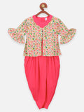 Floral Jacket with Draped dhoti Skrit