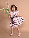 Peach Polka Fit and Flare Dress