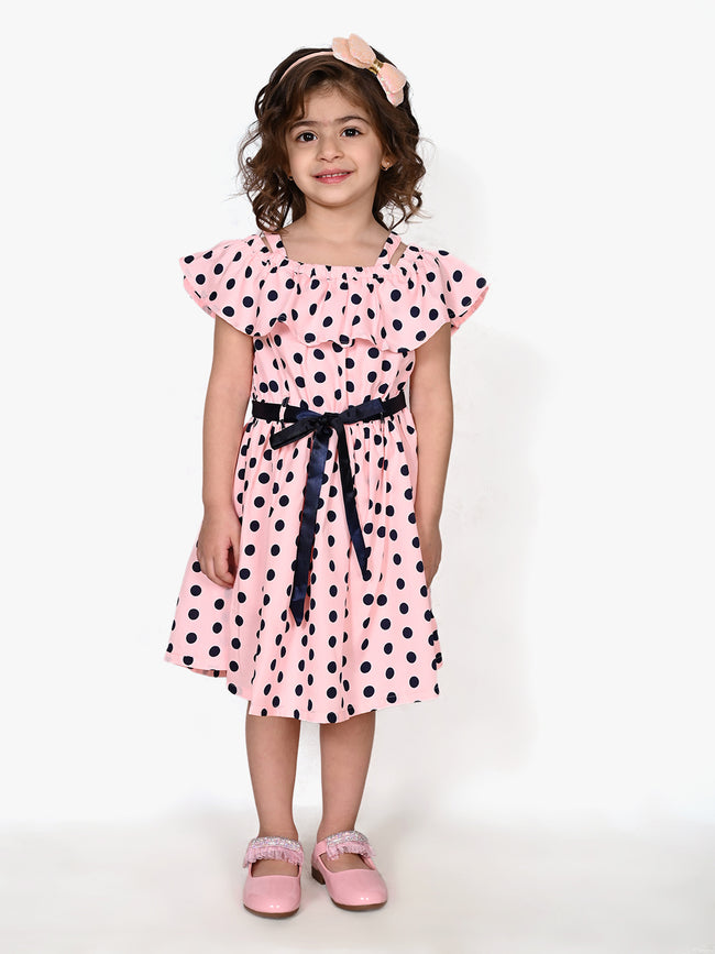 Peach Polka Fit and Flare Dress