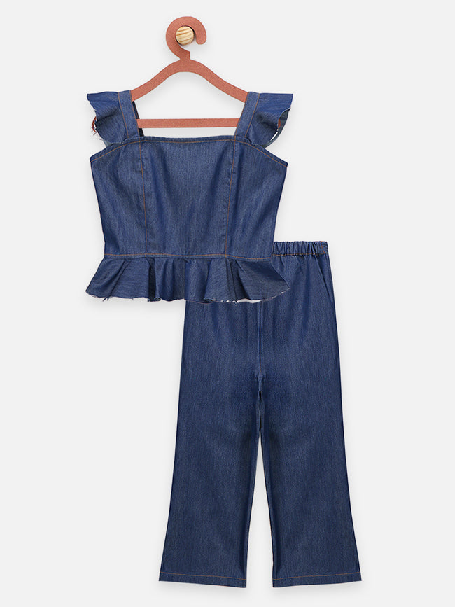 Rough Look Corset Top with Flared Culottes Co-ord set