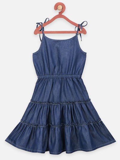 Denim Layered Fit and Flare Dress