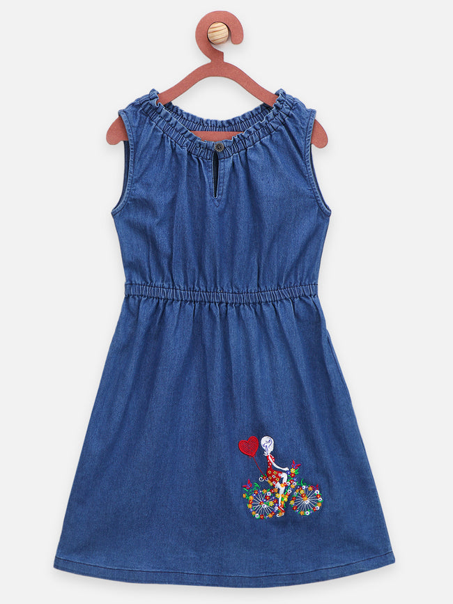 cycle cute gal embroidered fit and flare dress