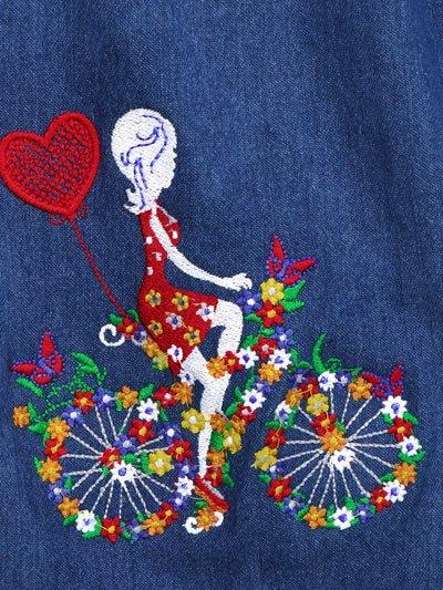 cycle cute gal embroidered fit and flare dress