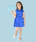 Electric Blue polka waist cut out Dress