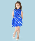 Electric Blue polka waist cut out Dress