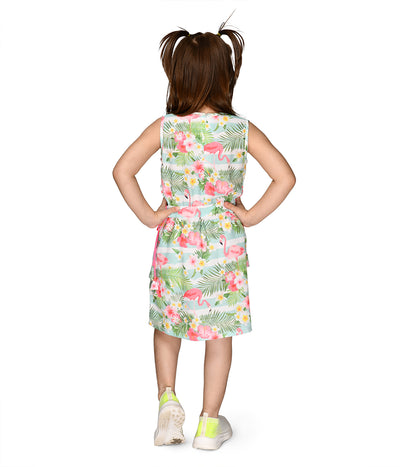 Flammingo Print Waist cut out Dress