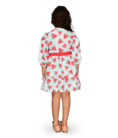 Watermelon Print Flounce sleeves Dress