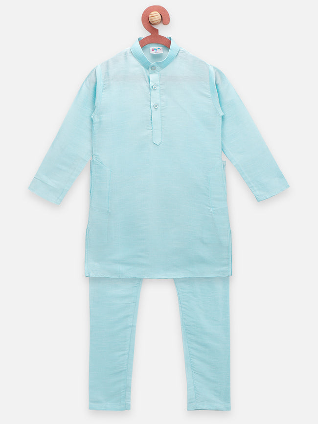 Sky Blue Plain Kurta Pyjama Set