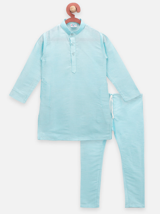 Sky Blue Plain Kurta Pyjama Set