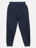Navy Blue Knee Quilted Fleece TrackPant