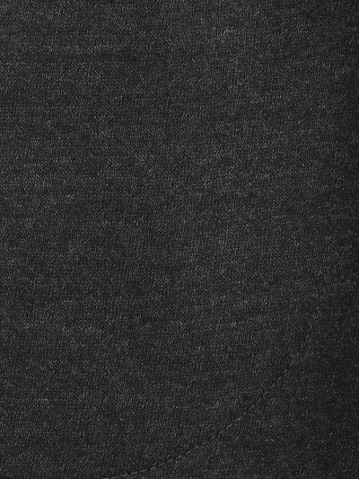 Dark Grey Knee Printed Fleece TrackPant