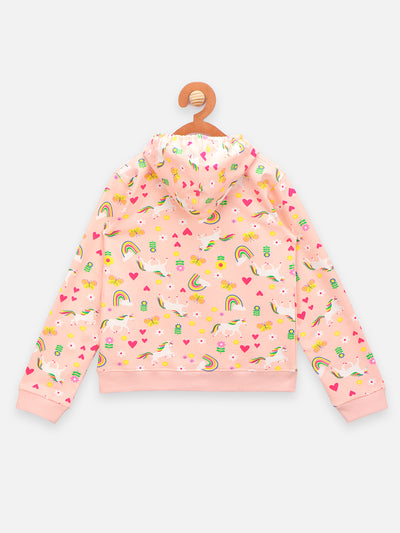 Unicorn Print Baby Pink Hoodie