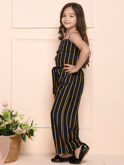 Black Yellow Striped Coordinated Pant Set