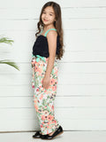 Black Multi Gathered Crop Top with Floral Pant Set