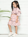 Peach Flowy Coordinated Skirt Set