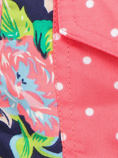 Pink Black Polka Crop Top with Floral Pant Set