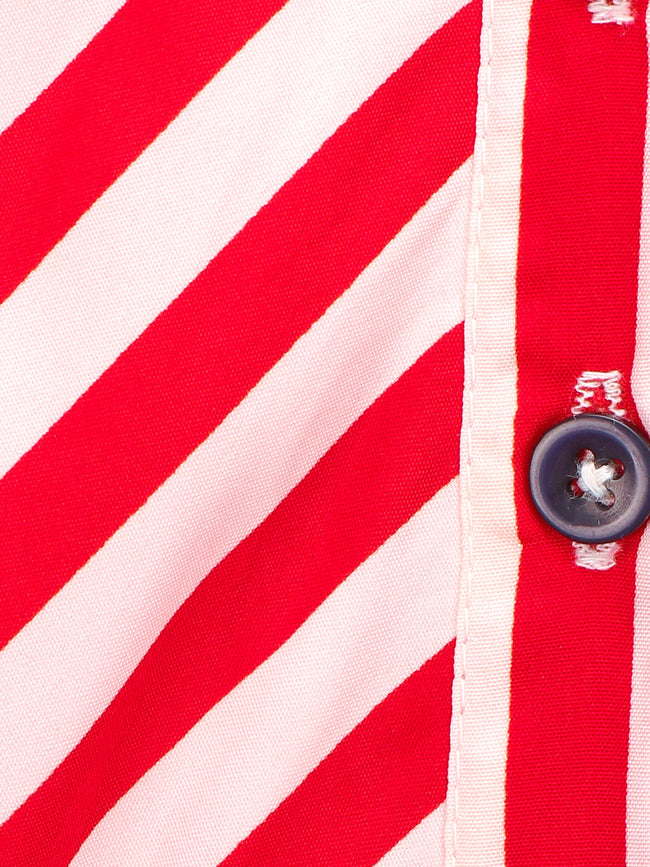 Red White Striped Fit n Flare Dress