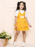 Yellow White Pinafore Attached Dress