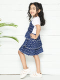 Blue White Pinafore Attached Dress