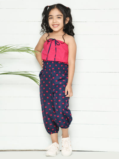 Pink Navy Tube Top with Jogger Pant Set