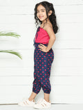 Pink Navy Tube Top with Jogger Pant Set