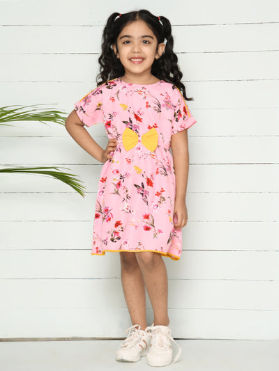 Baby Pink Floral Bow Dress