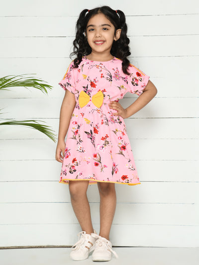 Baby Pink Floral Bow Dress
