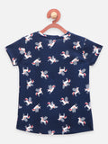 Navy Animal Unicorn and Tiger Print Top - Pack of 2
