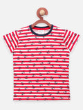 Black Red Striped Anchor Print T-shirt - Pack of 2