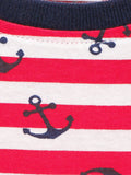 Black Red Striped Anchor Print T-shirt - Pack of 2