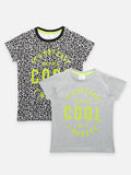 Black Grey Cool Print T-shirt - Pack of 2