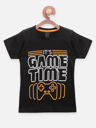 Black Green Game Over Print T-shirt - Pack of 2