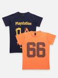 Black Orange PlayStation Print T-shirt - Pack of 2