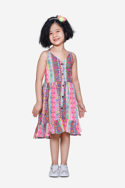 Pink Stripe Low-High Boho Dress