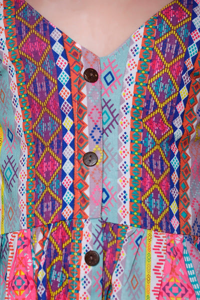 Pink Stripe Low-High Boho Dress