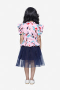 Pink Blue Quirky Print Tulle Dress