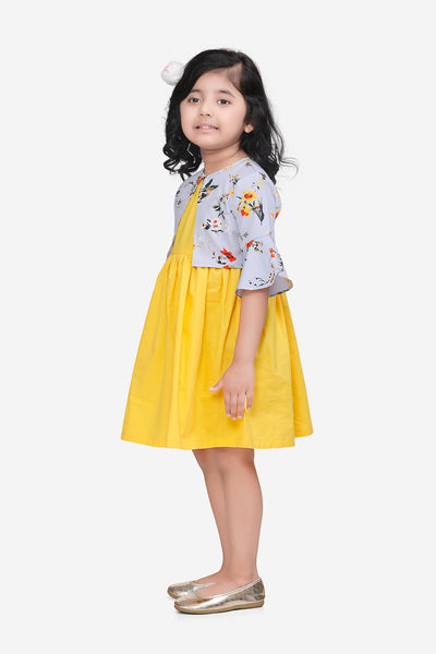 Yellow Dress With Floral Shrug