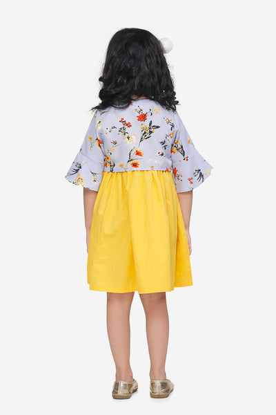 Yellow Dress With Floral Shrug