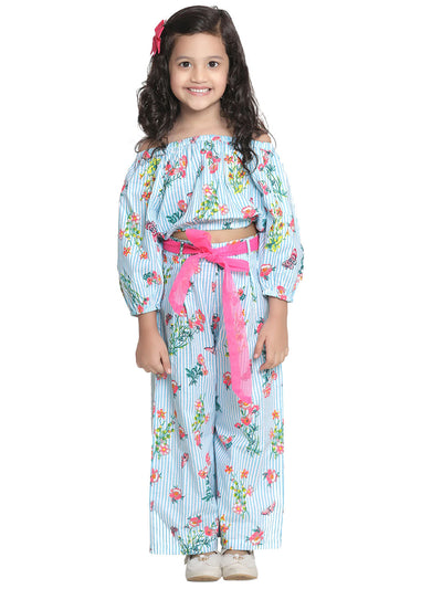 Light Blue Striped Pant Coordinated Set