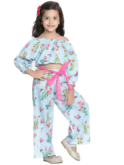 Light Blue Striped Pant Coordinated Set