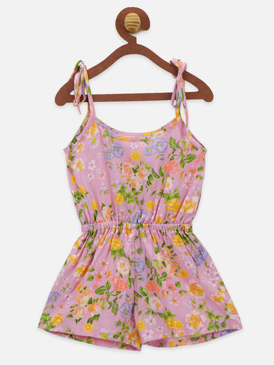 Pink Floral Short Jumpsuit