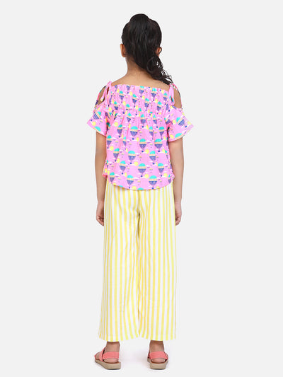 Pink Yellow Balloon Print Clothing Set