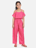 Pink Polka Off Shoulder Coordinated Pant Set