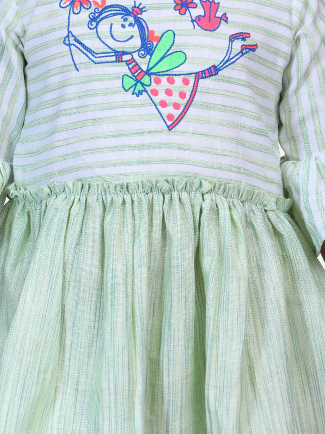 Blue Embroidered Bell Sleeve Dress Green Embroidered Bell Sleeve Dress