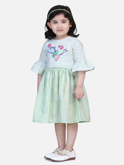 Blue Embroidered Bell Sleeve Dress Green Embroidered Bell Sleeve Dress