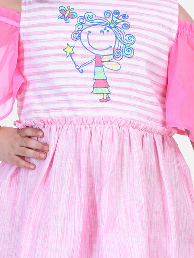 Pink Embroidered Sleeves Dress