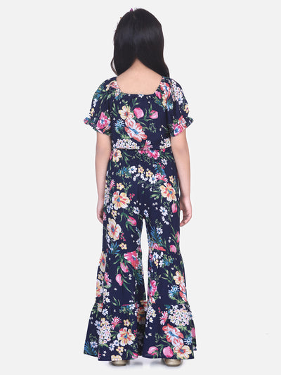 Navy Floral Flared Pant Clothing Set