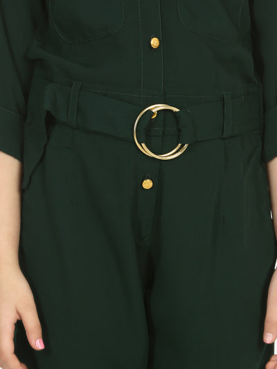 Green Golden Button Formal Jumpsuit
