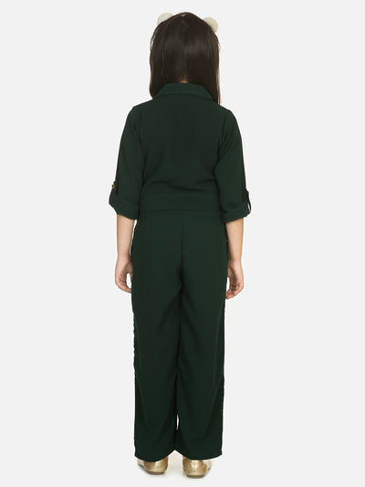 Green Golden Button Formal Jumpsuit