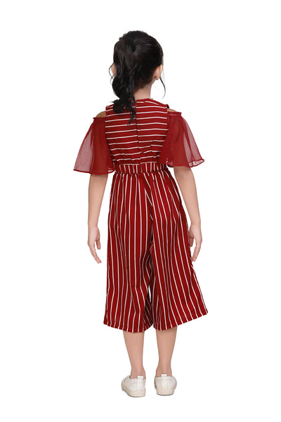 Maroon  Striped Flared Jumpsuit